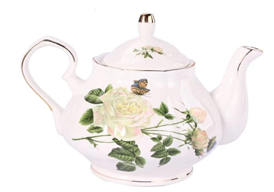 14 Pc Green Floral Bone China Tea Set