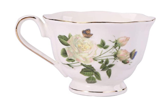 14 Pc Green Floral Bone China Tea Set